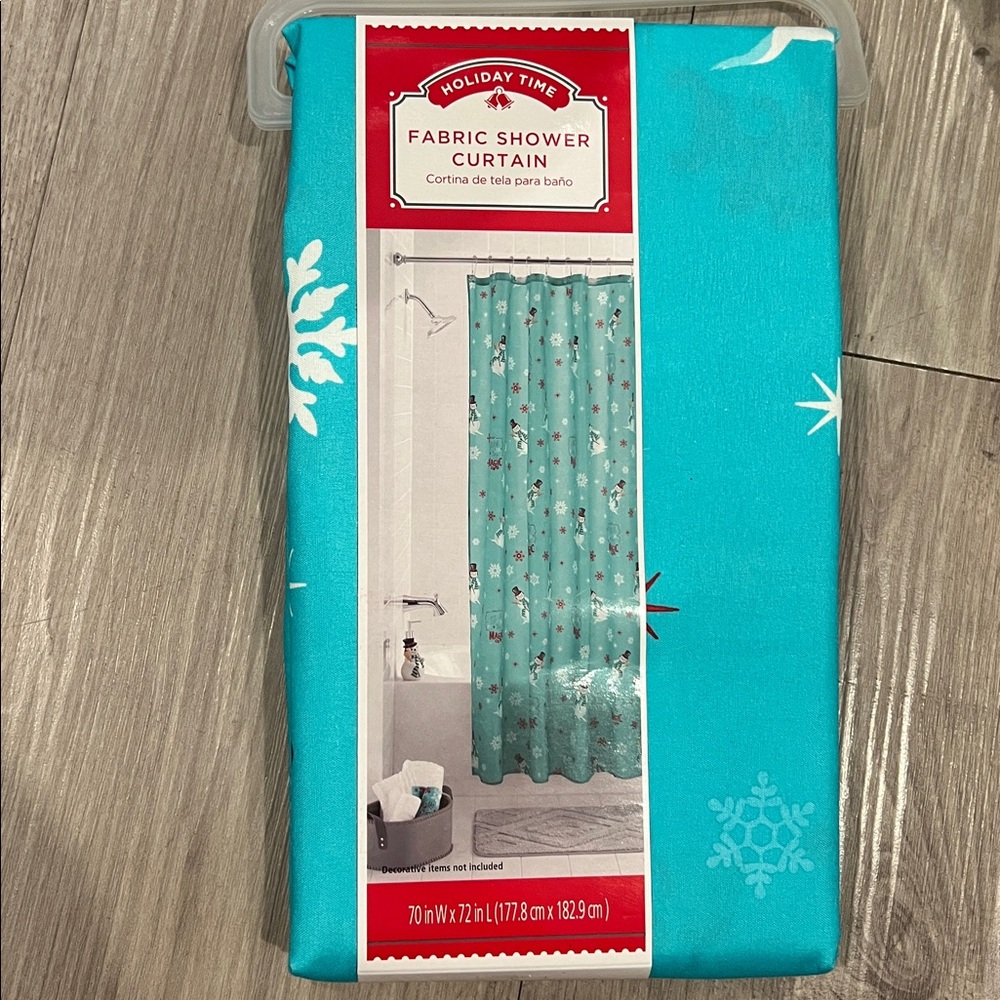 Holiday Time Fabric Shower Curtain Snowmen Winter Holiday  70" x 72"